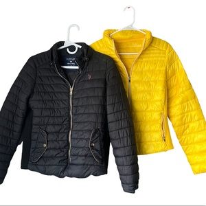 Bundle of 2,U.S Polo Assn. M Black Puffer Jacket, CiSono M Yellow Puffer Jacket